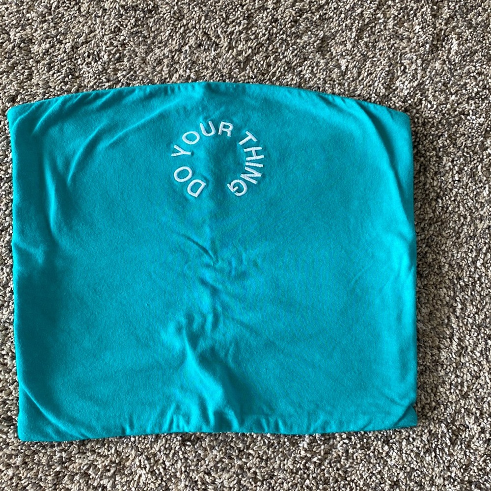 teal tube top from Target says “do your thing”